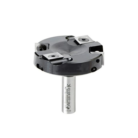 Amana Tool RC-2351 CNC Spoilboard Insert Surfacing & Rabbeting Flycutter 2+2 Flute Design 2-1/2 D x 15/32 CH x 1/2 SHK for ThermoGrip CNC Heat Shrink Tool Holders Includes 2 Each of HMA-12 and HCK-70