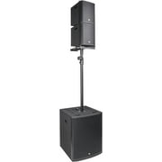 Sound Town ZETHUS Series Powered Line Array Speaker System with One 15-inch Line Array Subwoofer, Two Compact 6 x 3-Inch Line Array Speakers, One Speaker Stand, Black (ZS-M115SM3PWX2)
