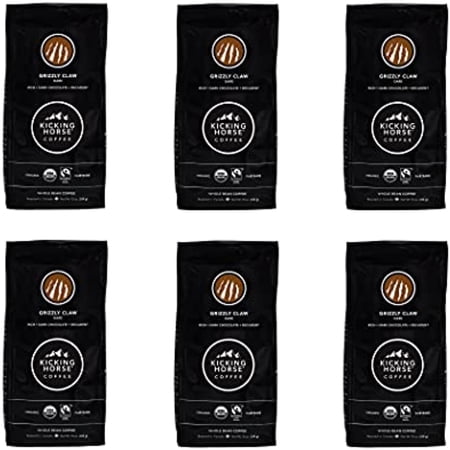 Kicking Horse Coffee  Grizzly Claw  Dark Roast  Whole Bean  10 Oz - Certified Organic  Fairtrade  Kosher Coffee (Pack Of 6)