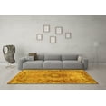 thumbnail image 3 of Ahgly Company Machine Washable Indoor Square Medallion Yellow Traditional Area Rugs, 5' Square, 3 of 4