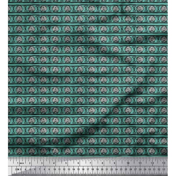 Soimoi Poly Georgette Fabric Ethnic Block Print Fabric by The Yard 42 Inch Wide