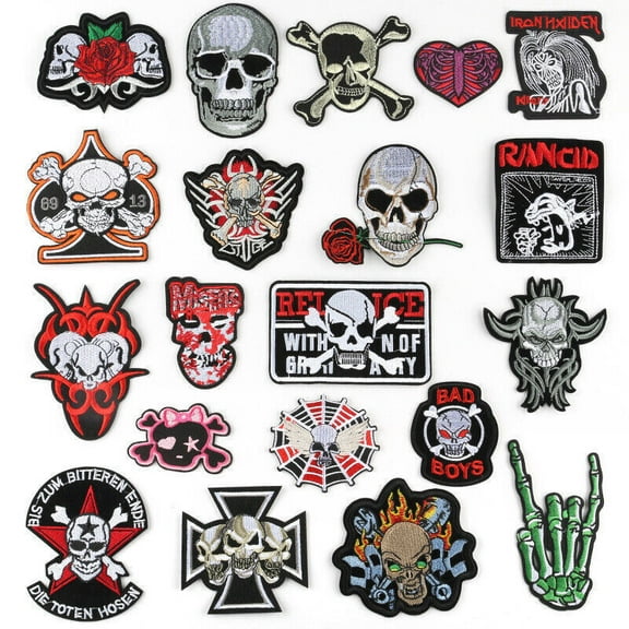 20pcs Rock Punk Band Patch Embroidered Iron-on Sew Patches for Halloween Jackets