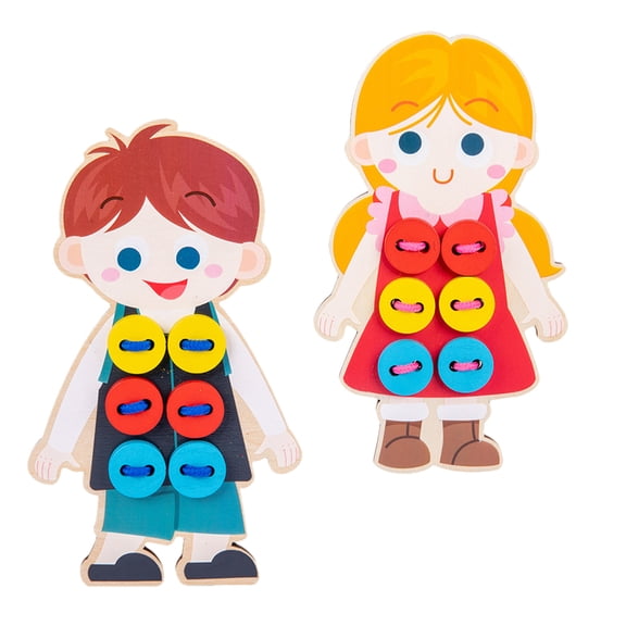 NICEXMAS 2Pcs Dolls Clothes Lacing Toys Assorted Color with Synthetic Material for Patience and Observation Exercise
