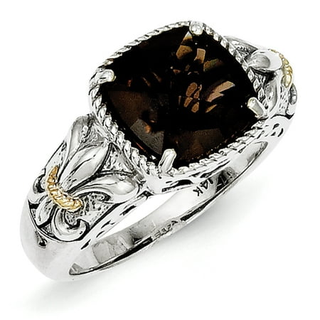 - Sterling Silver 11 MM Shey Couture 925 and Gold-Tone Accent Smoky Quartz Ring, Size 7