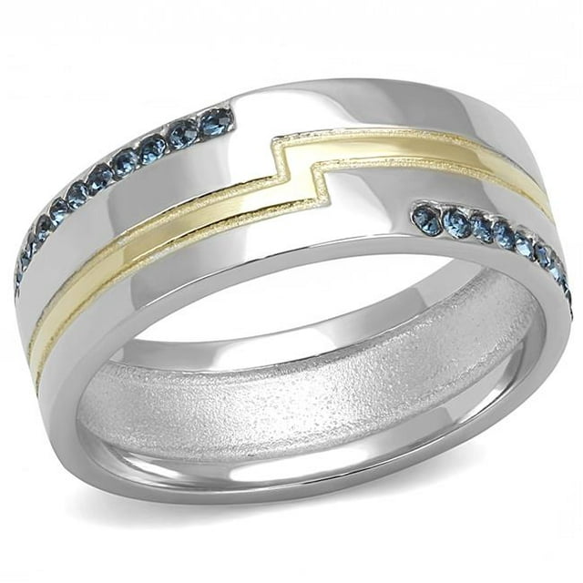 Alamode TK3266-9 Men Two-Tone IP Gold Stainless Steel Ring with Top Grade Crystal in Montana - Size 9