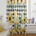 thumbnail image 5 of Spring Gnomes Sheer Curtains 84 Inches Long, Botanical Budding Sunflowers Buffalo Plaid Light Filering Curtains, Breathable Simi Curtain Privacy Drapes for Living Room Bedroom Window Treatment, 5 of 9