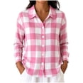 thumbnail image 3 of Luivaraty Flannel Plaid Shirts for Women Button Down Lapel Tops Fashion Casual Long Sleeve Dressy Shirts，S-2XL, 3 of 4