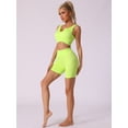 thumbnail image 5 of Unique Bargains Women's Ribbed Tank Bra and High Waist Knickers Workout Set L Green, 5 of 6