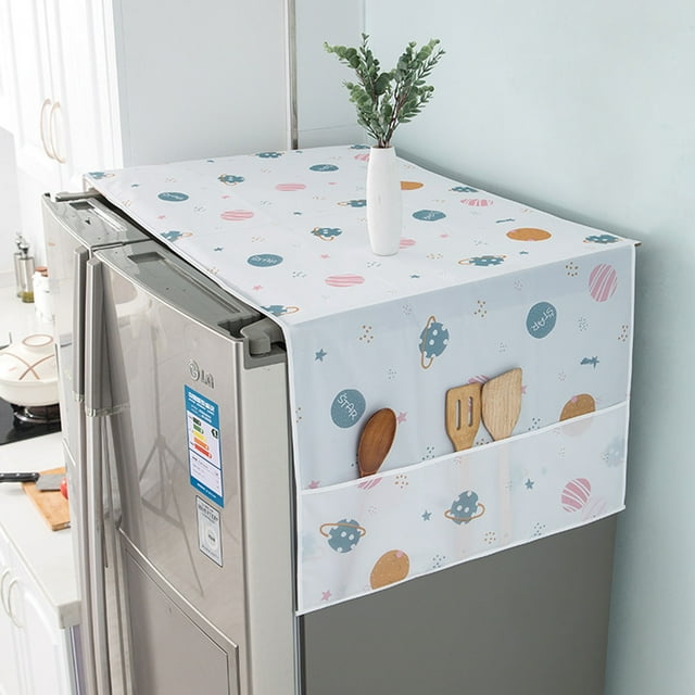 Last Chance Qaailabf Washing Machine Cover-proof And Oil-proof Dryer Top Cloth With Side Storage Bag Cotton Linen Kitchen Refrigerator Appliance Protection Cover