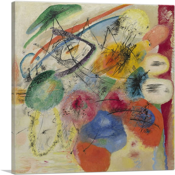 ARTCANVAS Black Lines 1913 Canvas Art Print by Wassily Kandinsky - Size: 18" x 18" (0.75" Deep)