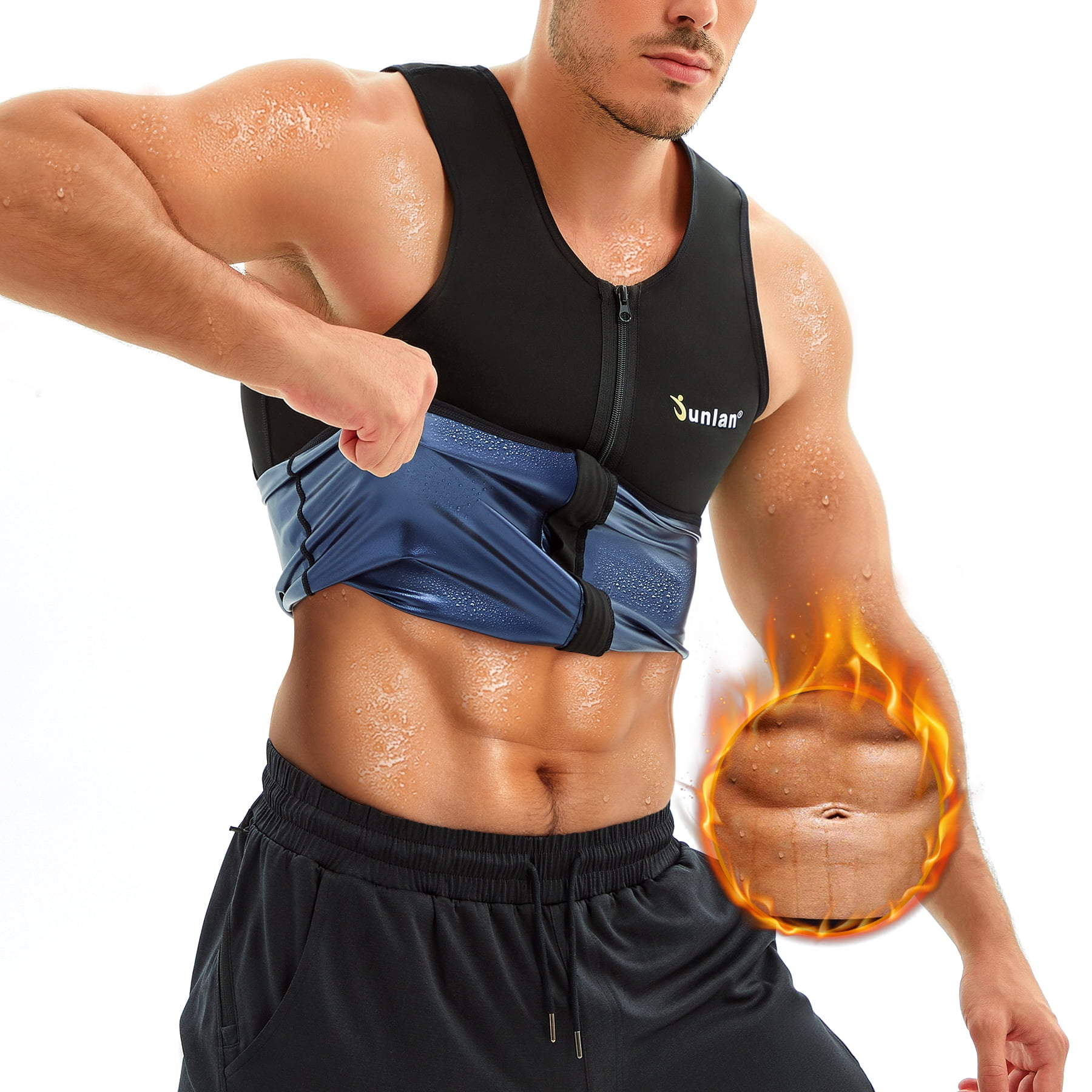 Junlan Men Sweat Sauna Tank Top Heat Trapping Waist Trainer Vest Tummy