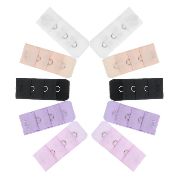 Melantax 10 Pack Women's Bra Extender Bra Extension Hook Narrow 3 Rows 1 Button Bra Underwear Extender Buckle (Random Color)