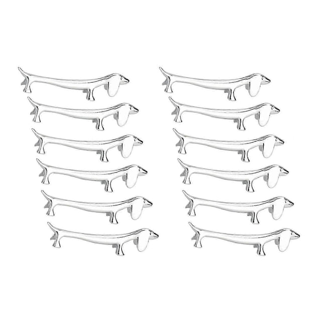 12 Pcs Chopsticks Rest Little Dog Chopsticks Holder Dachshund Zinc Alloy Fork Stand Spoon Tableware