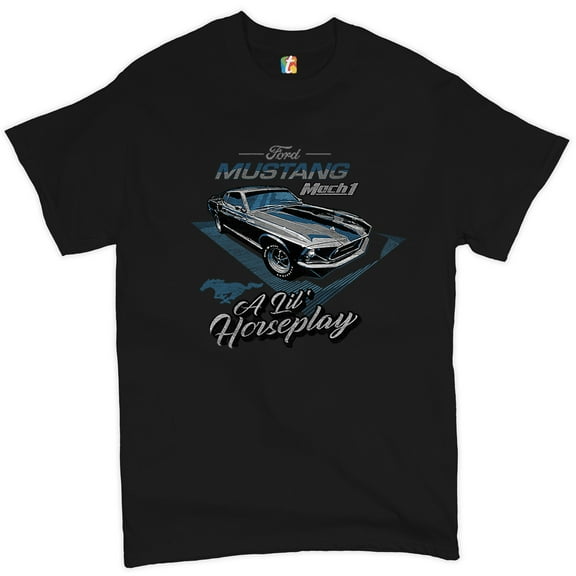 Tee Hunt Ford Mustang Mach 1 A Lil' Horseplay T-Shirt Muscle Car Licensed Men's Tee