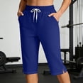 thumbnail image 2 of SBYOJLPB Women's Capris Pants Elastic Waist Drawstring Loose Casual Cropped Trousers with Pockets, 2 of 9