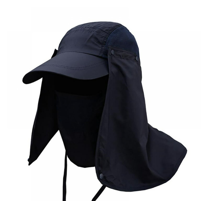 Prettyui Neck Flap Hat Men Women Fishing Hiking Safari Outdoor Sun Brim Cap UV Protection Removable Ear Neck Cover Cap, Women's, Size: One size, Blue