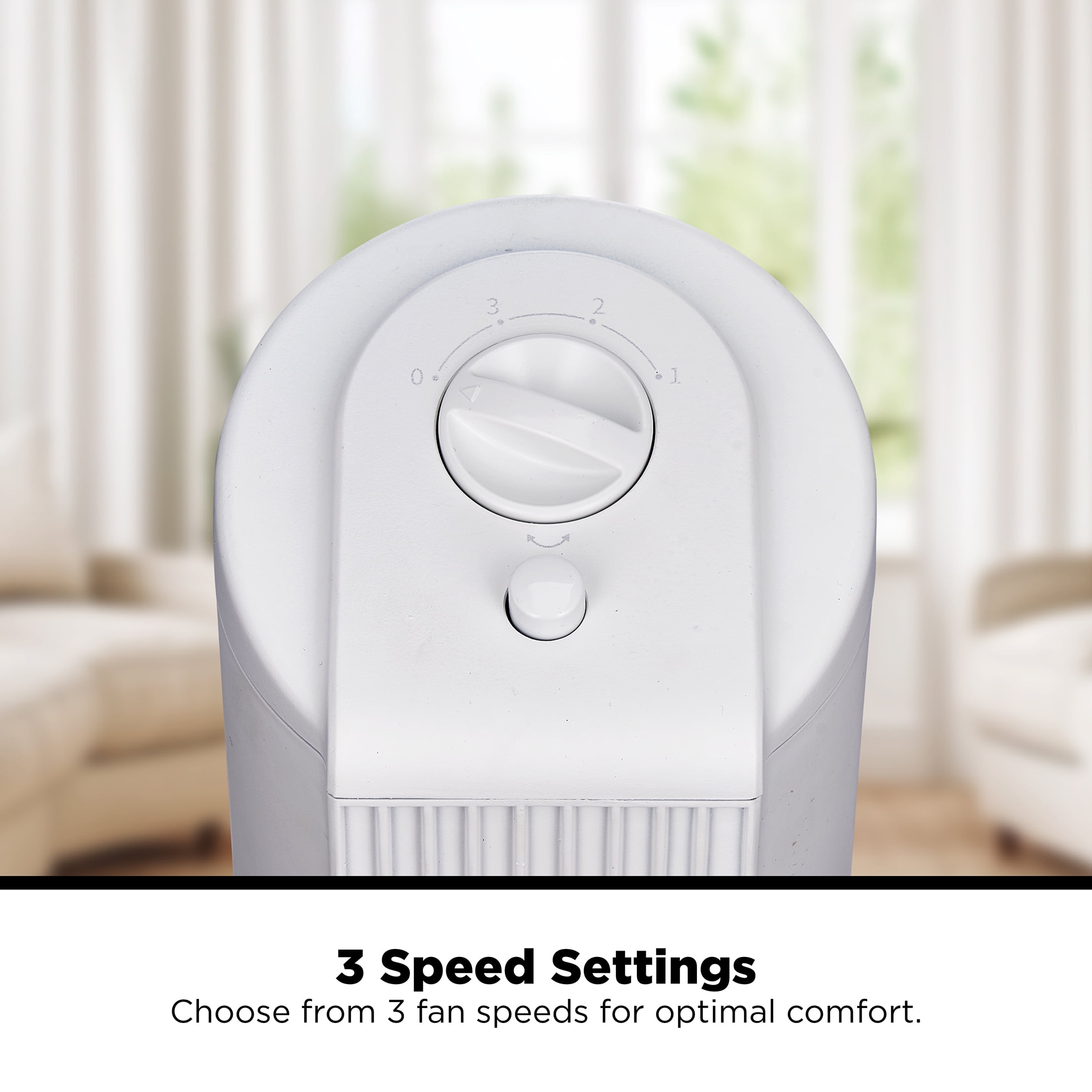 Mainstays 28-Inch Tower Fan with 3-Speed Settings and Oscillation, White, MSWMT24MWV