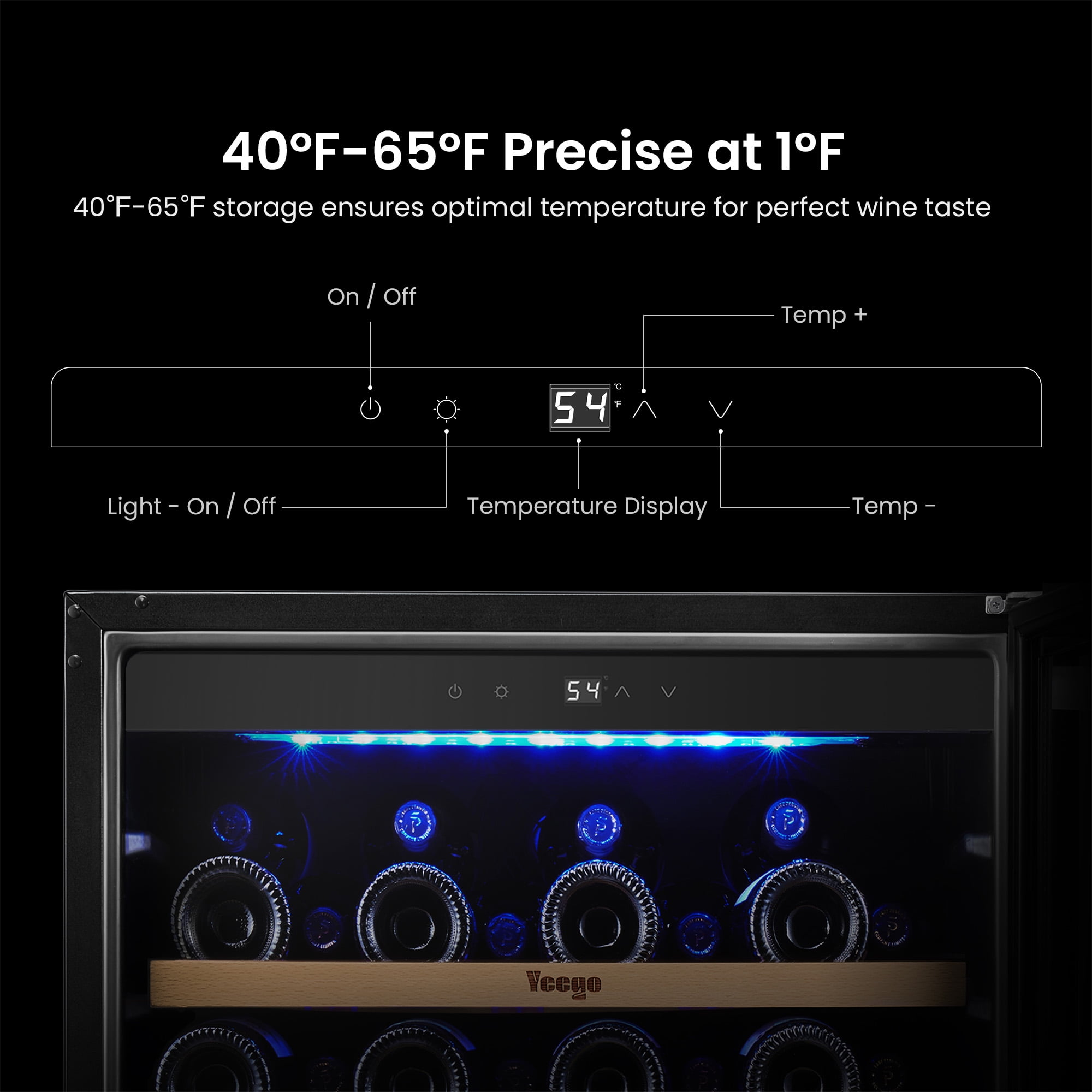 Yeego 24" Wine Refrigerator Cooler, 52 Bottle Wine Fridge Built-in or Freestanding with Stainless Steel Tempered Glass Door for Home/Office
