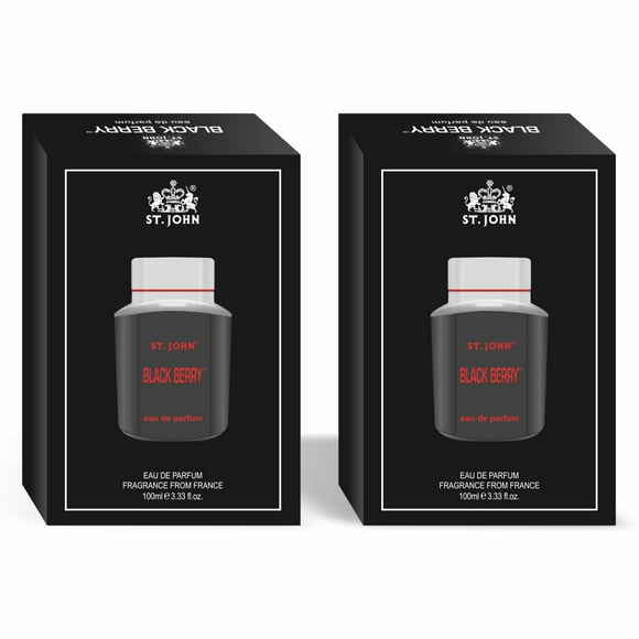St. John Black Berry Eau De Parfum For Men Pack Of 2 X 100ml - 3.4 Fl.oz. Each | Smell Irresistible Upto 24 Hours - Long Lasting Fragrance For Boys | Fruity, Floral & Fresh Notes
