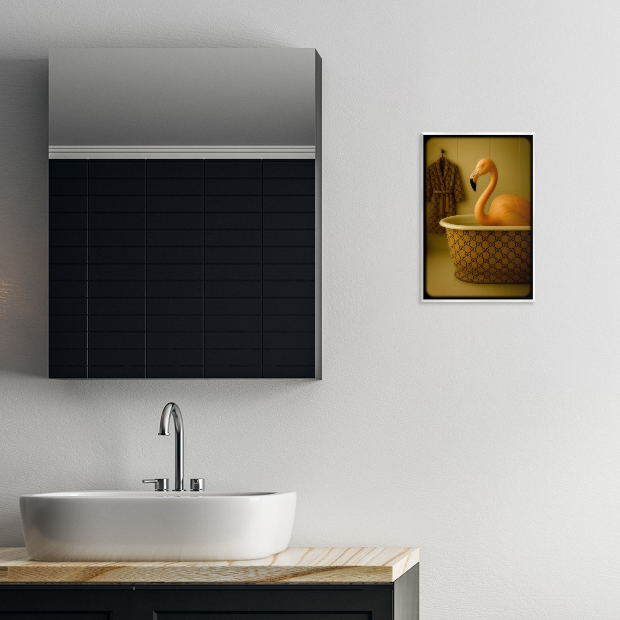 Stupell Industries Couture Flamingo in Luxury Tub Wall Plaque Art, design by Grotto Studios