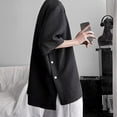 thumbnail image 5 of Npasoilc Summer Textured Shirts for Men Elbow-Length Sleeve Round Neck Pullover Tops Lightweight Breathable Blouse Solid Color Casual Loose T-Shirts, 5 of 5