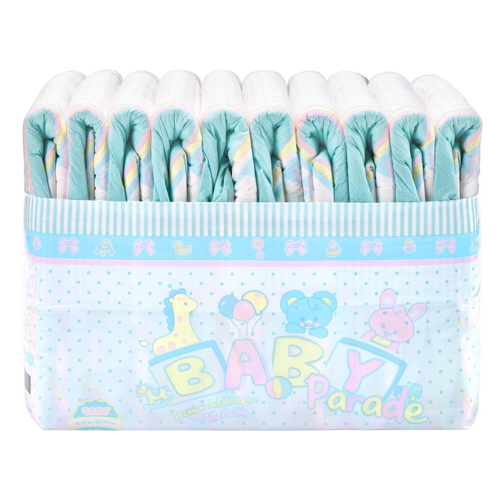 Littleforbig Adjustable Velcro Closure Adult Printed Cloth Back Baby Parade Diaper 10 Pieces (X-Large 48"-56")