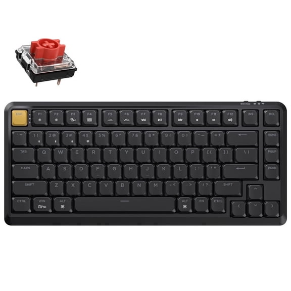 Keychron KJ1 Low Profile Wireless Mechanical Keyboard - 75% Layout Red Switch, QMK RGB Backlit, 2.4G/Bluetooth/USB-C, Double-Shot PBT Keycaps, 2000mAh Battery, Mac/Win/Linux Compatible - Black