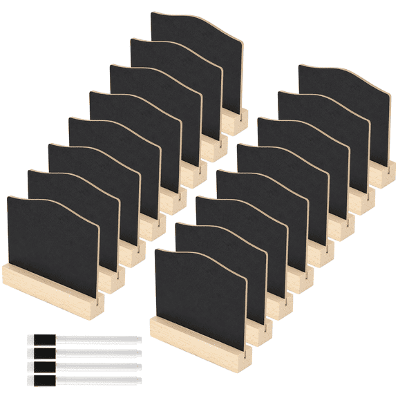 16 Chalkboard Signs, 4 X 3 In Tabletop Mini Chalkboards With Stands, Reusable Wooden Buffet Food Markers For Party, Restaurant, Wedding, Bar Countertop