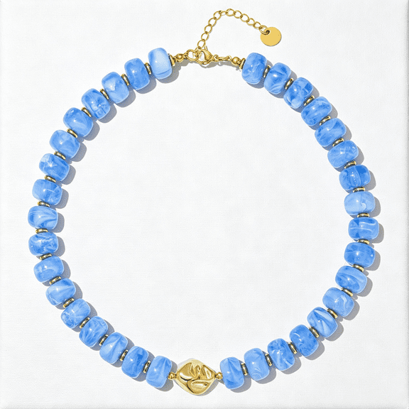DESIGNICE Boho Colorful Chunky Beaded Necklace for Women Trendy Resin Statement Choker Necklaces Summer Beach Style Womens Vacation Fashion Jewelry Gifts Accessories