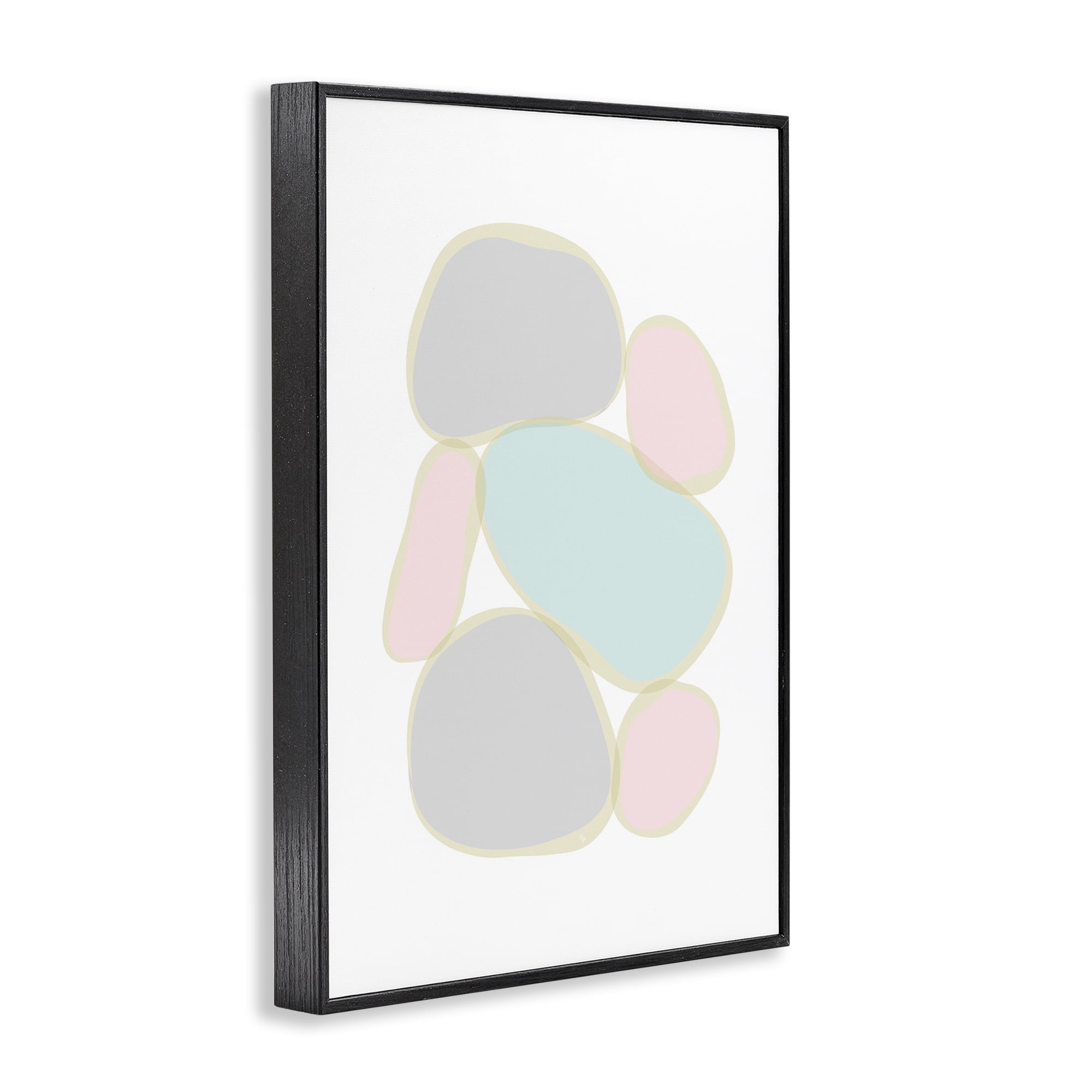 Stupell Industries Pastel Pebble Shapes Abstract Painting Black Framed Art Print Wall Art, 20 x 30
