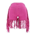 thumbnail image 6 of Pimfylm Jean Shorts for Women Juniors, Summer High Waisted Stretchy Frayed Raw Hem Tassels Denim Shorts Hot Pink, S, 6 of 6