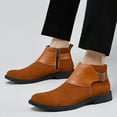 thumbnail image 6 of Men's Genuine Leather Buckle Dress Chelsea Boots with Side Zipper Fashion Pointed Toe Waterproof Non-Slip Casual Business Formal Booties, 6 of 6