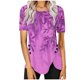 thumbnail image 1 of Blusas de Manga Corta para las Mujeres Botón Impreso Cuello Redondo Top Casual, Blusas para las Mujeres Casual, 1 of 5