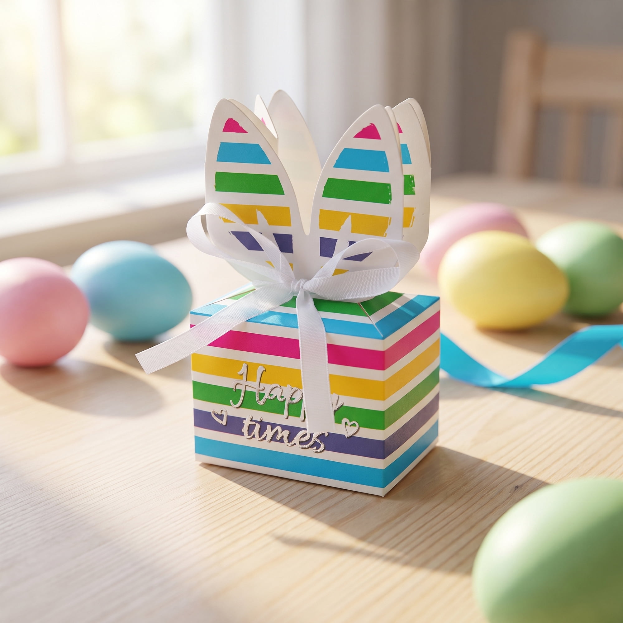 Unique Bargains 10Pcs Flat Packed Bunny Shaped Gift Boxes Multicolor 3.1"x2.2"x2.4"