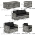 thumbnail image 3 of Outsunny 6PCS Patio Furniture Set Rattan Wicker Patio Sofa Set, Black, 3 of 10