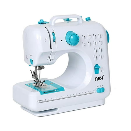 NEX Blue Multifunctional Portable Professional Sewing Machine Two Speed Control Double Thread 12 Pre-Set