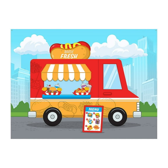 Fun Express 96" x 72" Food Truck Photobooth Polyester Backdrop