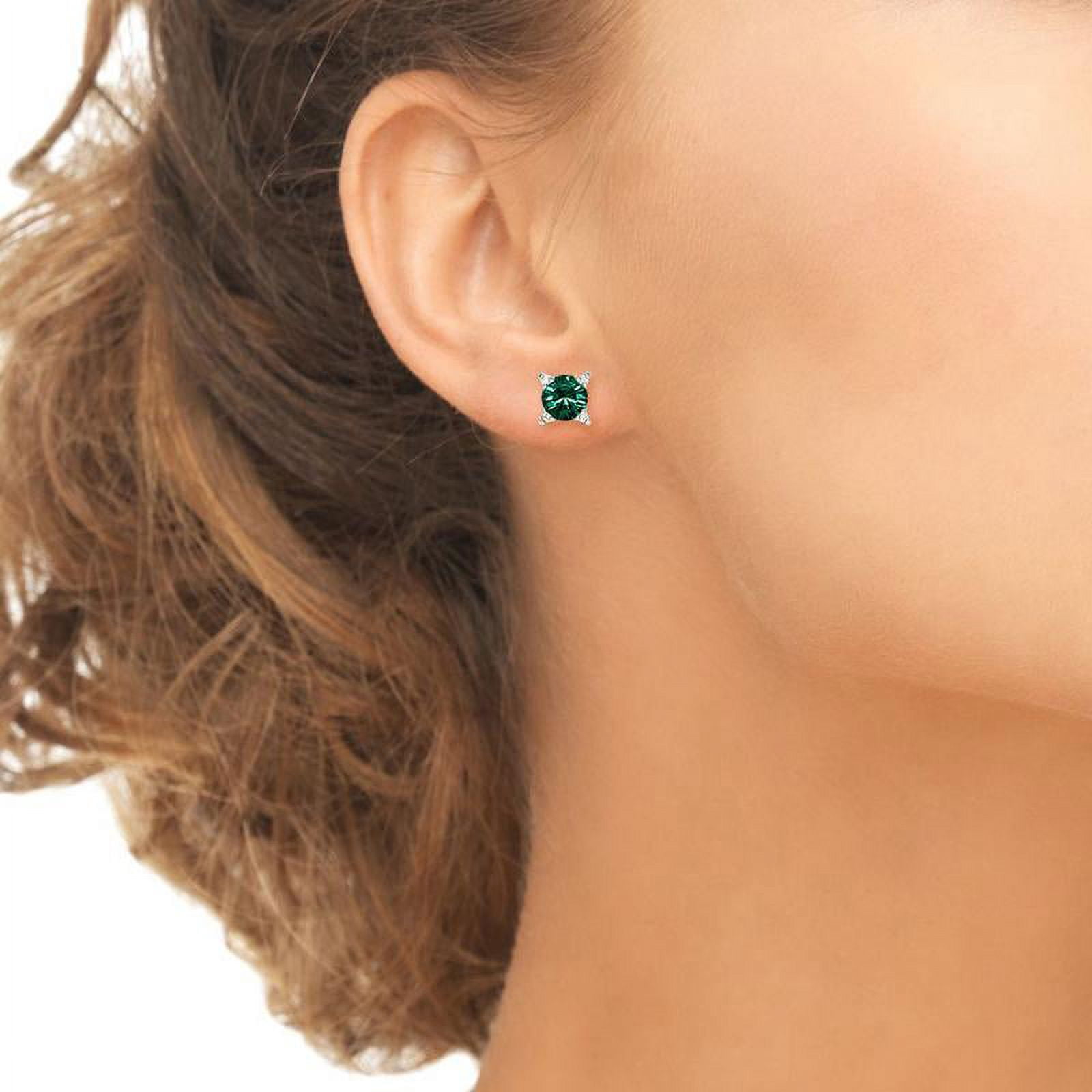 Sterling Silver Green Studded Solitaire Stud Earrings Made with Swarovski Crystals