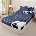 thumbnail image 2 of Homewish Ball Games Kids Zipper Twin Comforter Sets with Fitted Sheet and 2 Pillowcases For Boys,Deepblue White Black Zipper Bedding Set,Navy Blue Reversible,4-Piece, 2 of 7