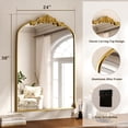 thumbnail image 6 of BEAUTYPEAK 38"x 24" Arched Bathroom Mirror Baroque Style Wall Decor,Gold, 6 of 8