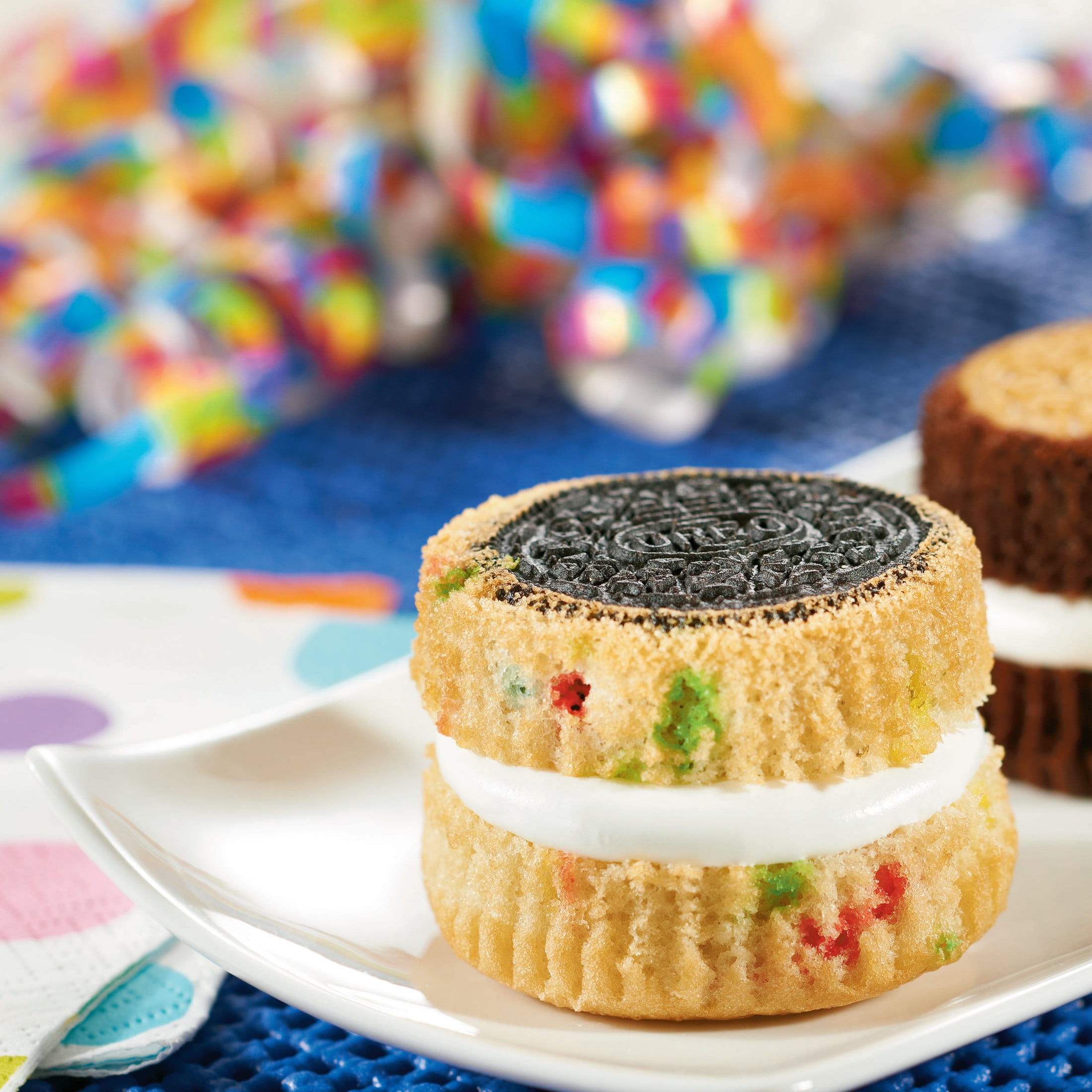 OREO Birthday Cake Creme Chocolate Sandwich Cookies, Family Size, 17 oz