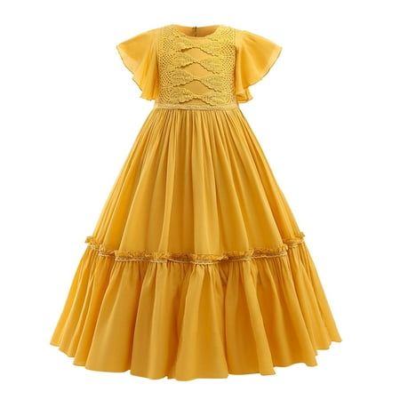 

NKOOGH Plaid Dress for Girls Toddler Cold Shoulder Dress Toddler Girls Flying Sleeve Lace Princess Dress Children s Piano Performance Dress Spring Summer Dress