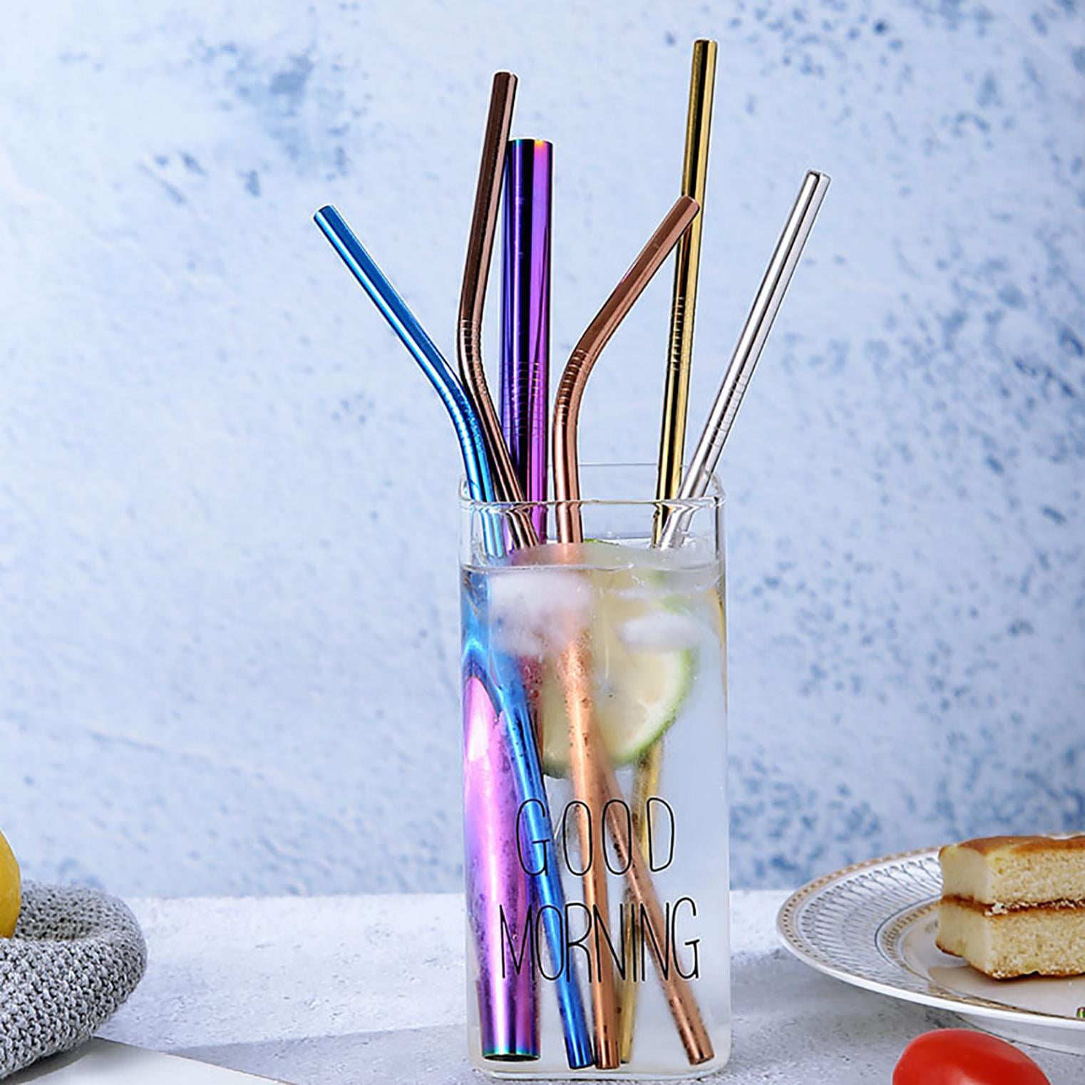 Mengu Eco Friendly Stainless Steel Drinking Straws 4Pieces with Cleaning Brush 