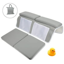 FTCBJJA Baby Bath Kneeler and Elbow Rest Pad Set, Built-In 4 Toys Organizer Pockets, 1.5" Thick Painless Non-Slip Bath Kneeling Mat for bathing baby or pet (Dark Gray)