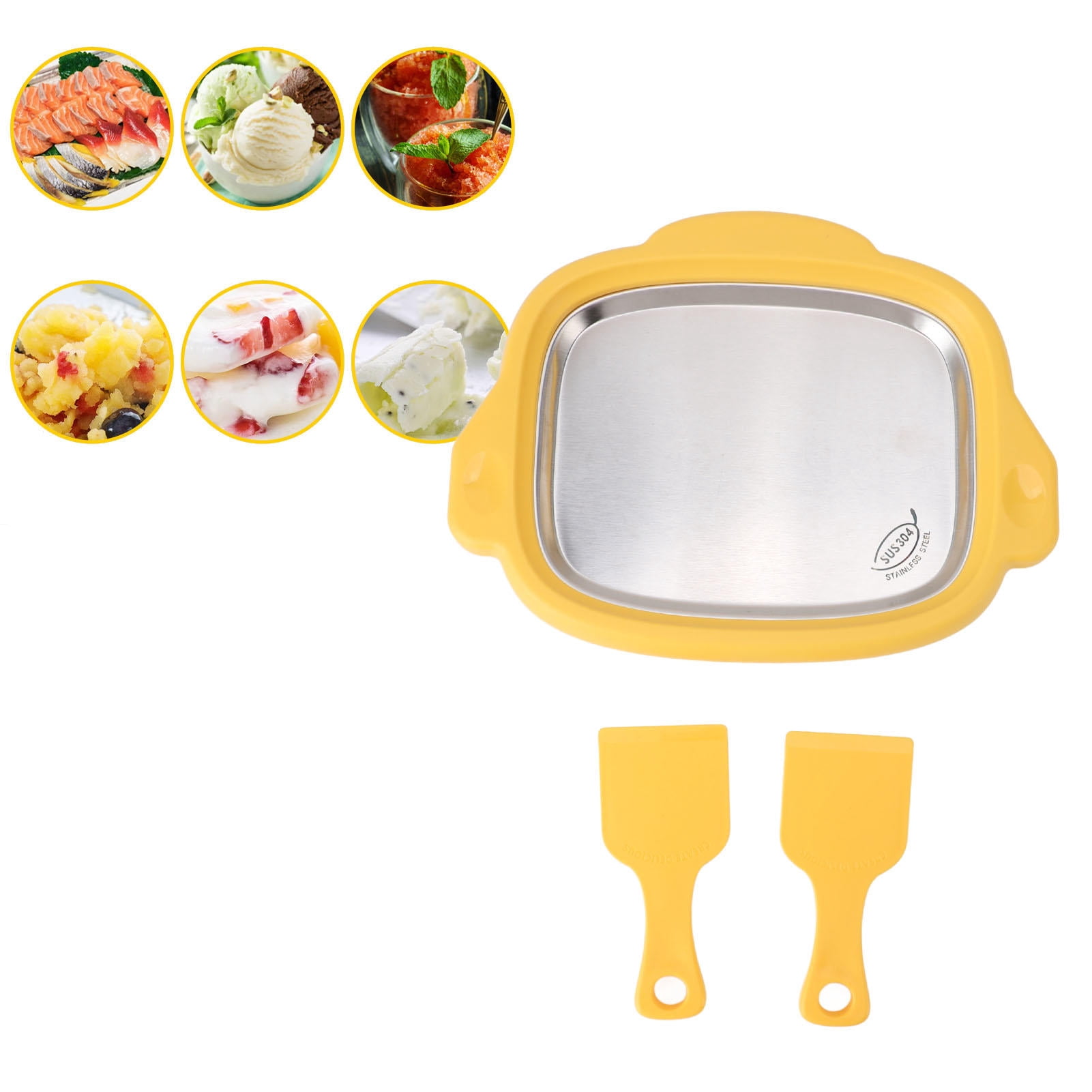Yajisi 304 Stainless Steel Ice Stir‑Fry Machine with Dual Shovels – Multi‑Use Ice Cream, Yogurt & Frozen Treat Maker