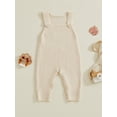 thumbnail image 6 of Qmyliery Baby Knit Jumpsuits Sleeveless Square Neck Solid Color Rompers Overalls Newborn Outfit, 6 of 8