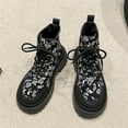 thumbnail image 6 of White Women'S Fashion Boots Round Toe High Heel Chunky Heel Thick Sole Embroidered Floral Short Boots Casual Comfortable Outdoor Walking Shoes 1.5 Lb, 6 of 9