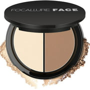 Focallure Bronzer and Highlighter Palette,Face Illuminator Makeup Palette,Long Lasting Shimmer Contour Palette,Cruelty Free Waterproof Highlight Powder Glow Kit,Natural Shimmer&Coffee