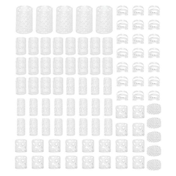 90pcs DIY Wig Dreadlocks Mesh Hollow Hair Extensions Hoop Barrettes Hair Clips for Braiding Accessories