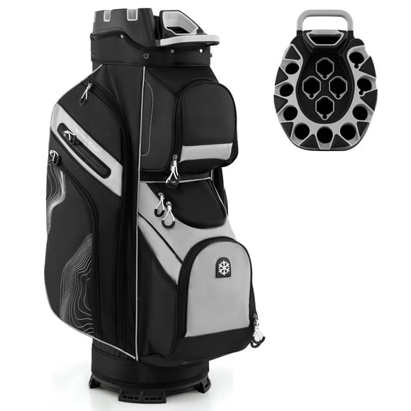 Gymax Golf Cart Bag Molded Lock Top Golf Bag w/14-Way Full Length Dividers 11 Pockets Gray